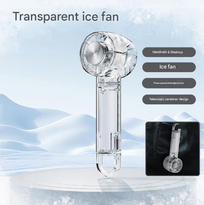 Transparent White Portable Mini Cooling Fan with Semiconductor Ice Compress - USB-C Rechargeable, 3-Speed V888-ELOSUNG32459