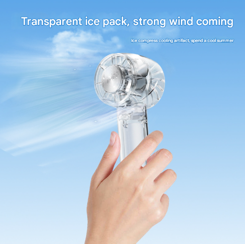 Transparent White Portable Mini Cooling Fan with Semiconductor Ice Compress - USB-C Rechargeable, 3-Speed V888-ELOSUNG32459