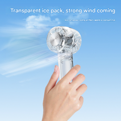 Transparent White Portable Mini Cooling Fan with Semiconductor Ice Compress - USB-C Rechargeable, 3-Speed V888-ELOSUNG32459