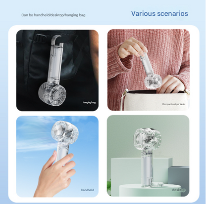 Transparent White Portable Mini Cooling Fan with Semiconductor Ice Compress - USB-C Rechargeable, 3-Speed V888-ELOSUNG32459