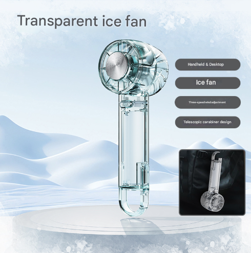 Transparent Green Portable Mini Cooling Fan with Semiconductor Ice Compress - USB-C Rechargeable, 3-Speed V888-ELOSUNG32461
