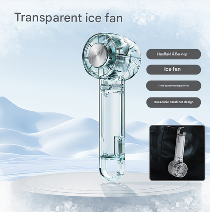 Transparent Green Portable Mini Cooling Fan with Semiconductor Ice Compress - USB-C Rechargeable, 3-Speed V888-ELOSUNG32461