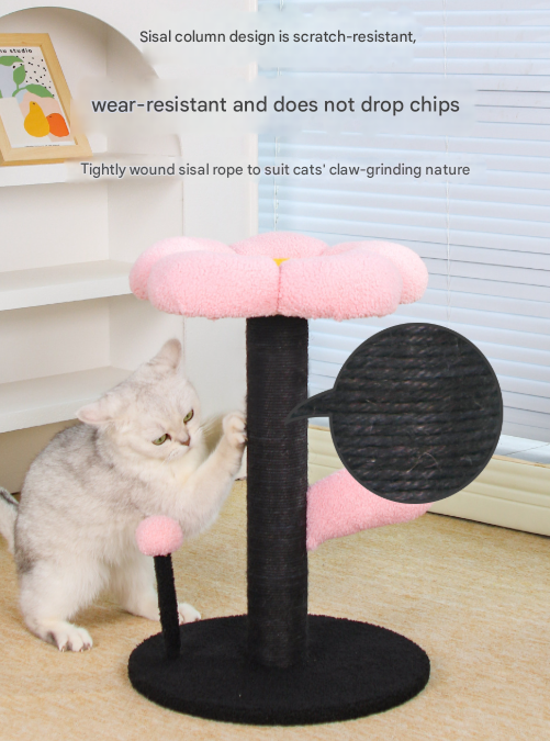 Red and Black Adorable Flower Cat Tree - Plush Perch, Sisal Scratching Post & Spring Ball Toy V888-ELOSUNG32464