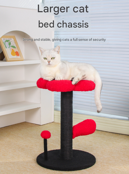 Red and Black Adorable Flower Cat Tree - Plush Perch, Sisal Scratching Post & Spring Ball Toy V888-ELOSUNG32464