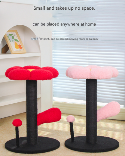 Pink and Black Adorable Flower Cat Tree - Plush Perch, Sisal Scratching Post & Spring Ball Toy V888-ELOSUNG32465