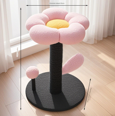 Pink and Black Adorable Flower Cat Tree - Plush Perch, Sisal Scratching Post & Spring Ball Toy V888-ELOSUNG32465