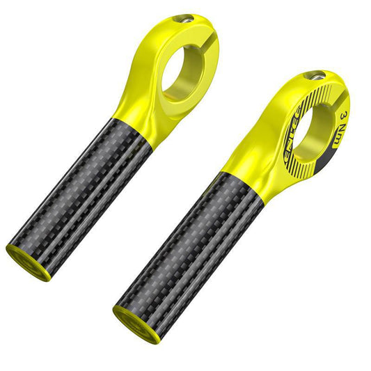 Black and Fluorescent Yellow Ultralight Carbon Fiber Bicycle Bar Ends - Ergonomic Anti-Slip Grips for MTB & V888-ELOSUNG32483