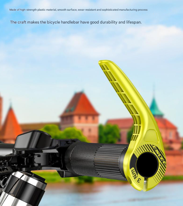 Fluorescent Yellow Ultralight Ergonomic Bike Bar Ends - High-Strength Composite Horn Grips (22.2mm) V888-ELOSUNG32488