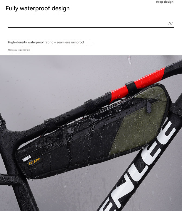Black and Green Waterproof Bicycle Frame Bag - 2.5L Slim Top Tube Storage Pouch for Cycling Essentials V888-ELOSUNG32491