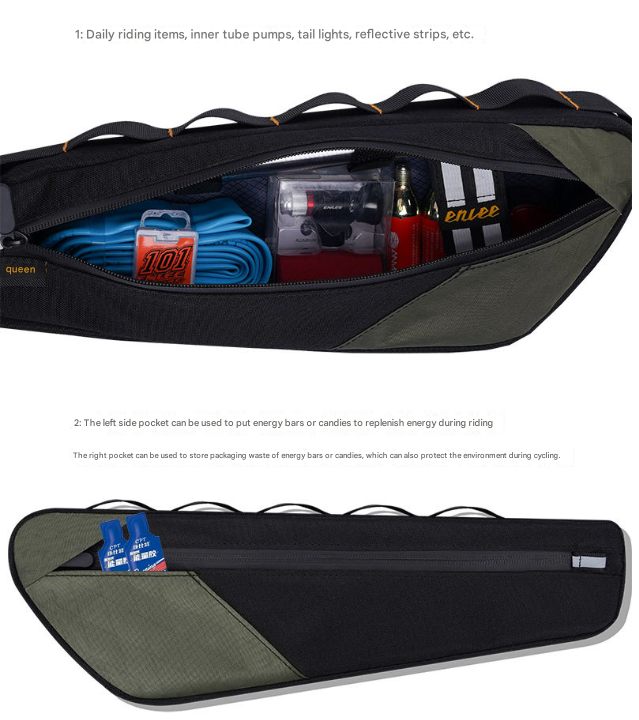 Black and Orange Waterproof Bicycle Frame Bag - 2.5L Slim Top Tube Storage Pouch for Cycling Essentials V888-ELOSUNG32492