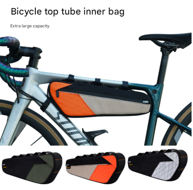 Black and White Waterproof Bicycle Frame Bag - 2.5L Slim Top Tube Storage Pouch for Cycling Essentials V888-ELOSUNG32493
