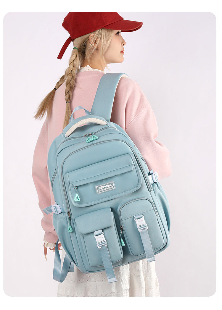 Light Blue Large Capacity Waterproof Student Backpack - Fits 15-Inch Laptop, Multi-Pocket Travel Daypack V888-ELOSUNG32499