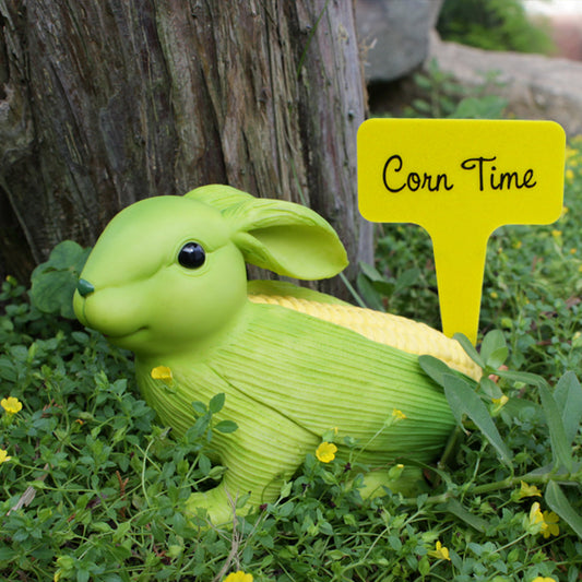 Green And Yellow Whimsical Resin Corn Rabbit Garden Statue - Unique Outdoor Yard Art Figurine with Decorative V888-ELOSUNG32502