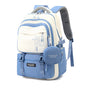 Blue and White Large Capacity Student Backpack - Durable Oxford Cloth School Bag with Laptop Compartment & V888-ELOSUNG32509
