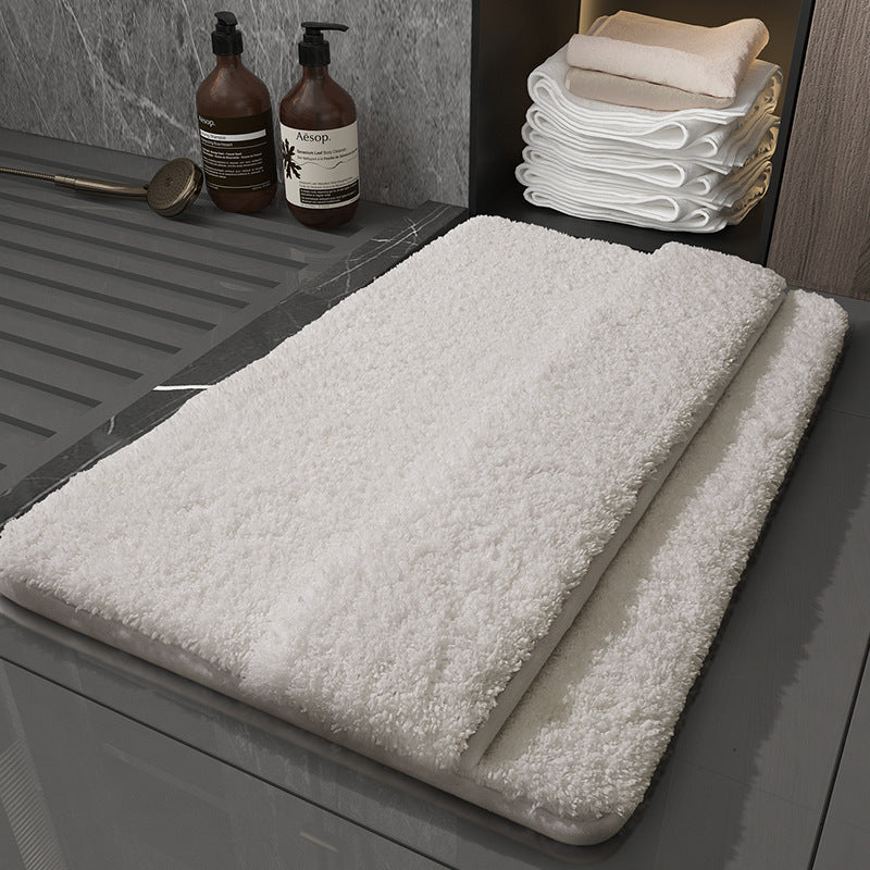 White Ultra Absorbent Plush Bath Mat - Non-Slip Bathroom Rug with Innovative Foot Drying Pocket V888-ELOSUNG32514