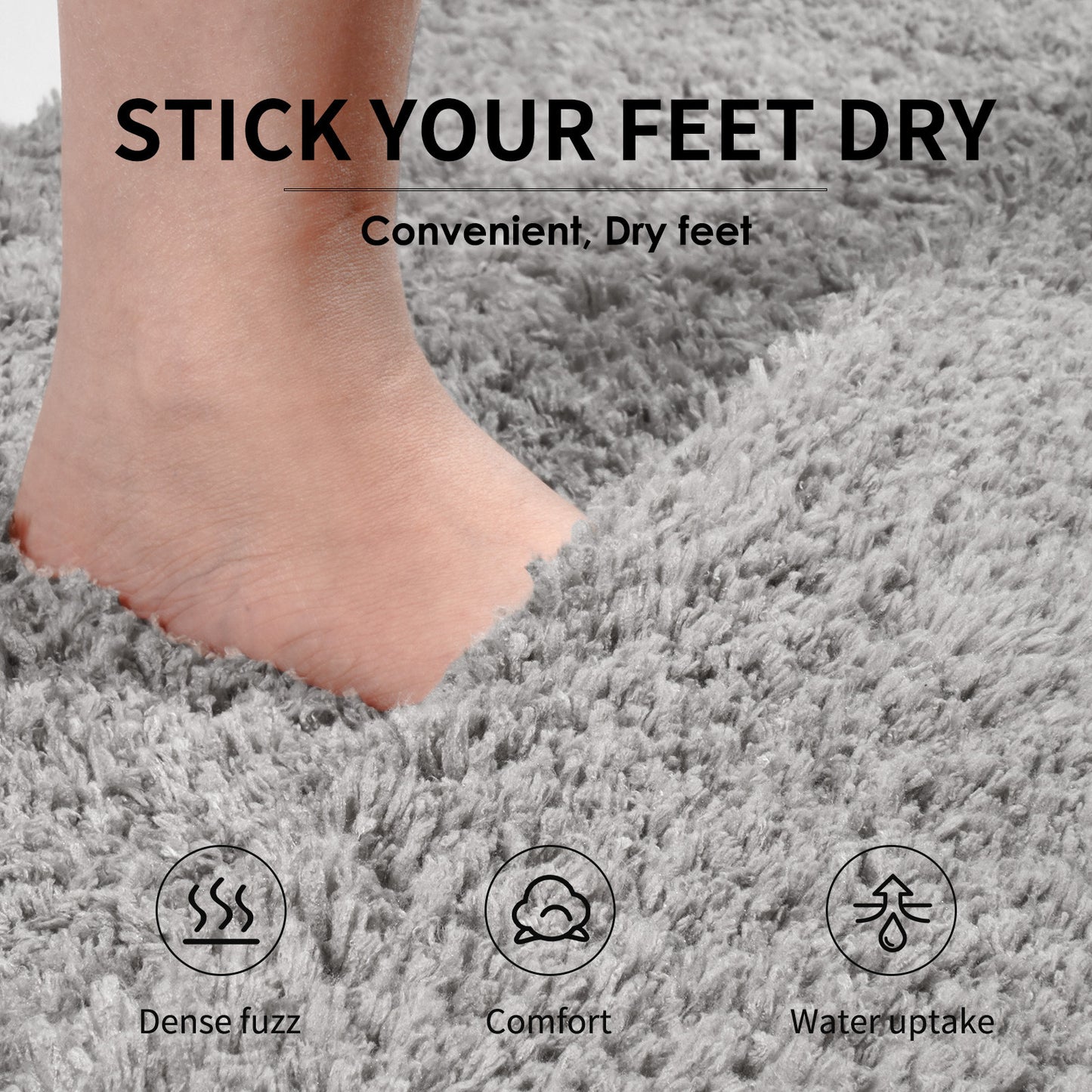 Green Ultra Absorbent Plush Bath Mat - Non-Slip Bathroom Rug with Innovative Foot Drying Pocket V888-ELOSUNG32516