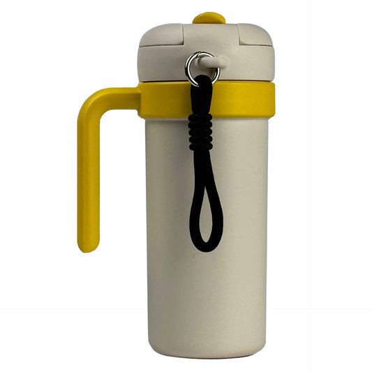 Beige and Yellow 700ml Insulated Stainless Steel Tumbler with Handle, Dual-Sip Lid, Straw & Tea Infuser V888-ELOSUNG32525