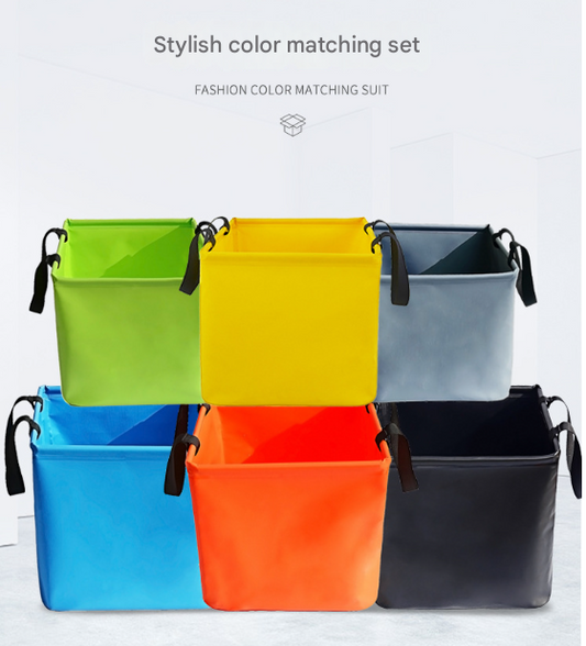 Black 25L Collapsible Bucket - Heavy-Duty PVC Waterproof Folding Pail for Fishing, Camping & Car Washing V888-ELOSUNG32529