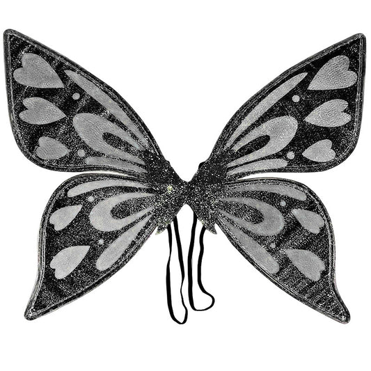 Black Sparkling Fairy Wings - Lightweight Glitter Butterfly Costume Accessory for Kids & Adults V888-ELOSUNG32536