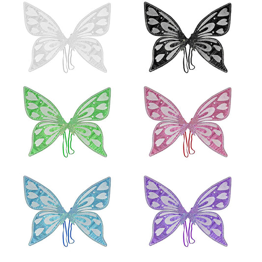 Black Sparkling Fairy Wings - Lightweight Glitter Butterfly Costume Accessory for Kids & Adults V888-ELOSUNG32536