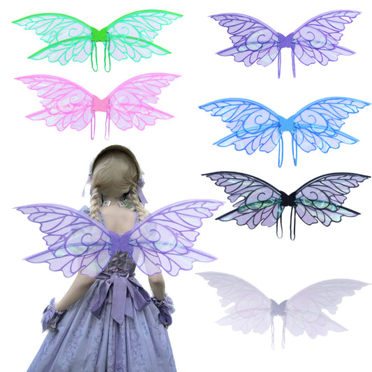 Black Enchanting Iridescent Fairy Wings - Sparkle Butterfly Elf Wings for Costume Parties, Cosplay & Dress-Up V888-ELOSUNG32540