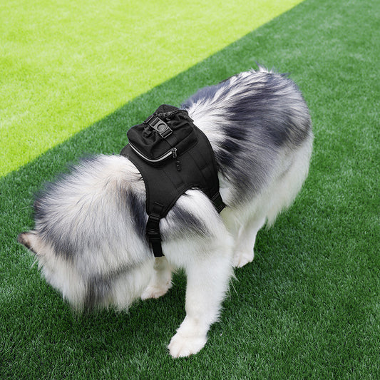 Size L Black Ultimate Dog Harness Vest with Backpack - Padded, Reflective & Adjustable for Medium to Large V888-ELOSUNG32549