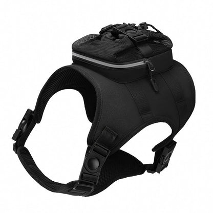 Size L Black Ultimate Dog Harness Vest with Backpack - Padded, Reflective & Adjustable for Medium to Large V888-ELOSUNG32549