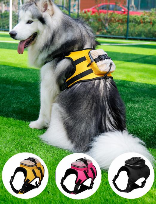 Size L Black Ultimate Dog Harness Vest with Backpack - Padded, Reflective & Adjustable for Medium to Large V888-ELOSUNG32549
