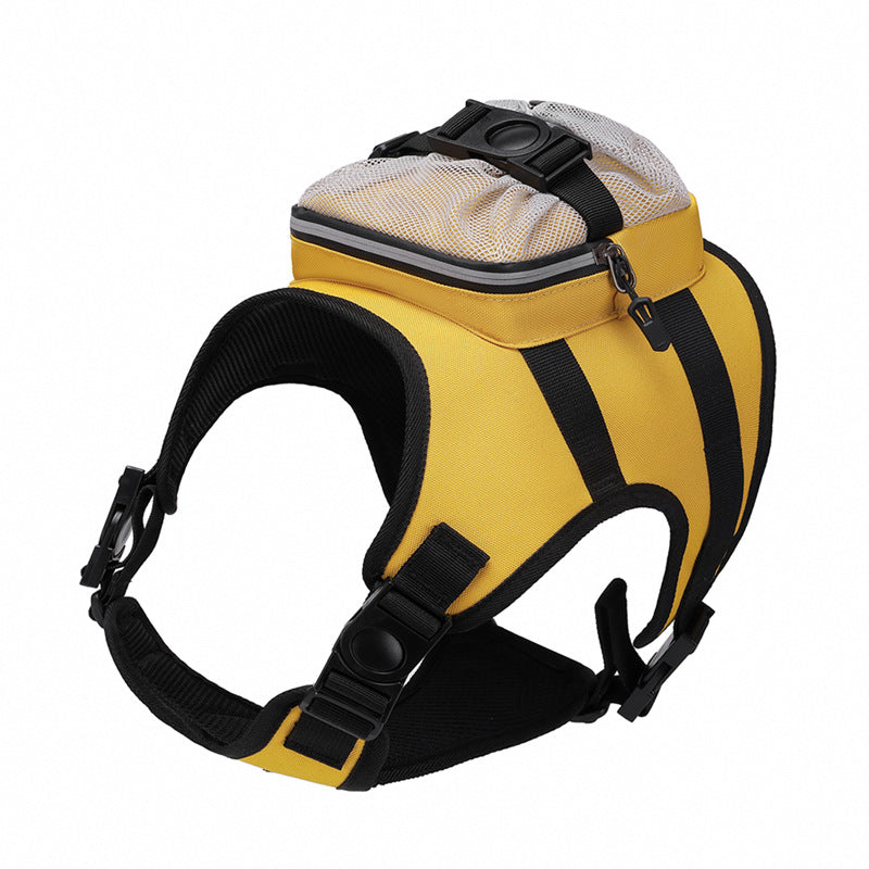 Size L Black and Yellow Ultimate Dog Harness Vest with Backpack - Padded, Reflective & Adjustable for Medium V888-ELOSUNG32550