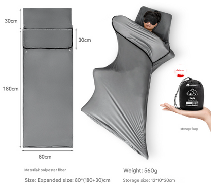 Grey Ultra-Stretch Sleeping Bag Liner - Portable & Lightweight Envelope Sleep Sack for Camping & Travel V888-ELOSUNG32559