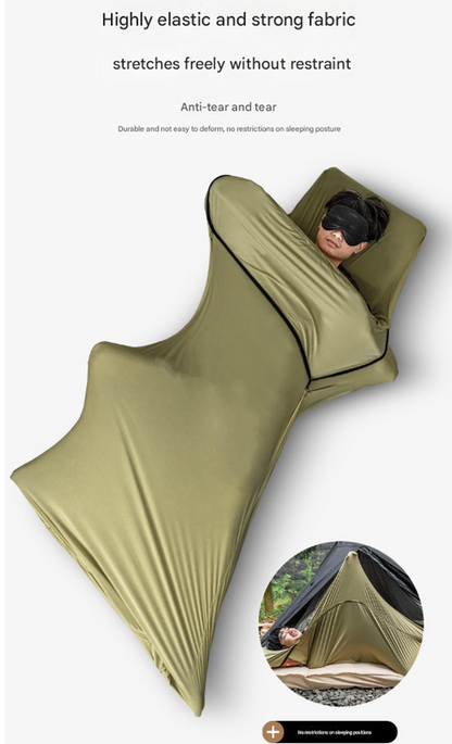 Grey Ultra-Stretch Sleeping Bag Liner - Portable & Lightweight Envelope Sleep Sack for Camping & Travel V888-ELOSUNG32559