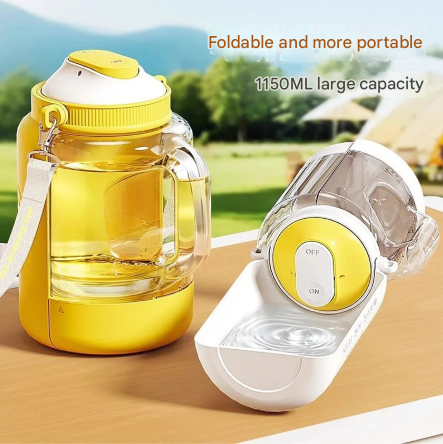 White Large Capacity 2-in-1 Pet Travel Water & Food Bottle Dispenser - Portable Outdoor Dog Feeder with V888-ELOSUNG32574