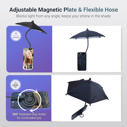 Blue Magnetic Phone Umbrella Sun Shade - Clear Outdoor Screen Visor, Anti-Glare Mini Parasol for iPhone V888-ELOSUNG32582
