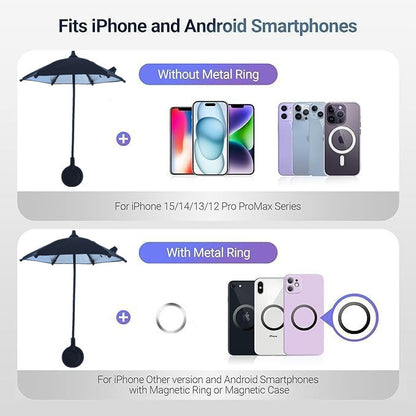 Yellow Magnetic Phone Umbrella Sun Shade - Clear Outdoor Screen Visor, Anti-Glare Mini Parasol for iPhone V888-ELOSUNG32583