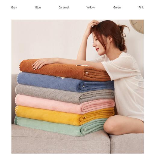 200*230CM Grey Ultra-Soft Dual-Sided Waffle & Plush Fleece Blanket - Large Cozy Throw for Bed & Sofa V888-ELOSUNG32590