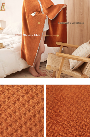 200*230CM Pink Ultra-Soft Dual-Sided Waffle & Plush Fleece Blanket - Large Cozy Throw for Bed & Sofa V888-ELOSUNG32592