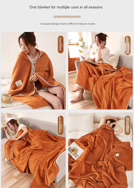 200*230CM Pink Ultra-Soft Dual-Sided Waffle & Plush Fleece Blanket - Large Cozy Throw for Bed & Sofa V888-ELOSUNG32592