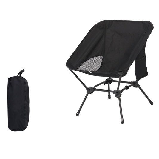Black Lightweight Portable Camping Chair - Adjustable Height Folding Moon Chair with Breathable Mesh & Carry V888-ELOSUNG32607