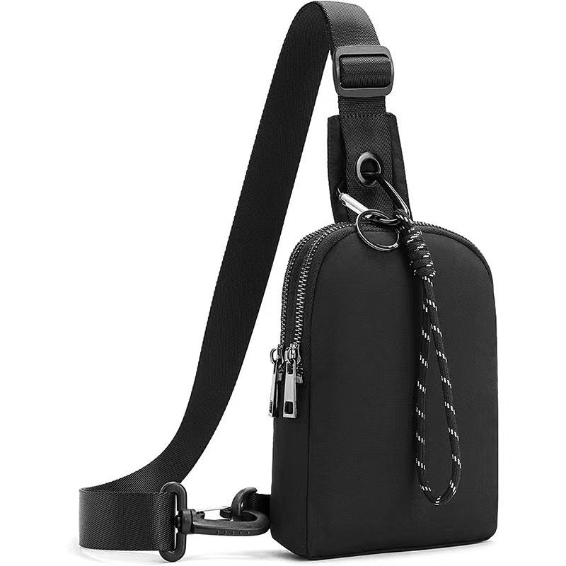 Black Compact Waterproof Sling Bag - Unisex Mini Crossbody Chest Pack with Adjustable Reversible Strap V888-ELOSUNG32608
