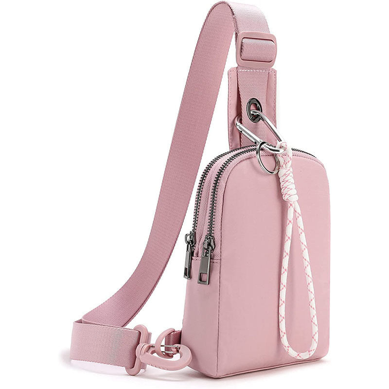 Pink Compact Waterproof Sling Bag - Unisex Mini Crossbody Chest Pack with Adjustable Reversible Strap V888-ELOSUNG32609