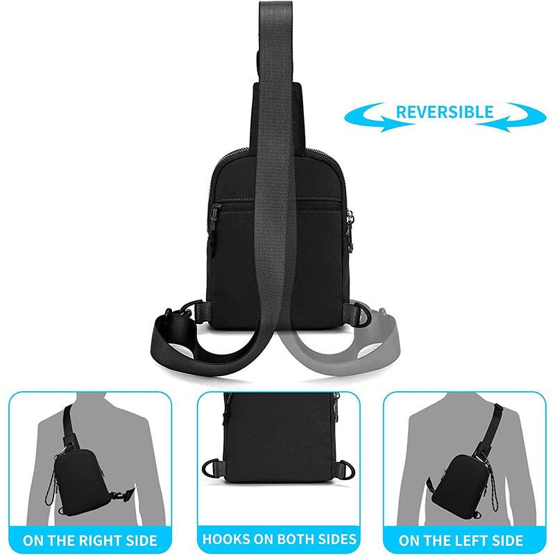 Pink Compact Waterproof Sling Bag - Unisex Mini Crossbody Chest Pack with Adjustable Reversible Strap V888-ELOSUNG32609