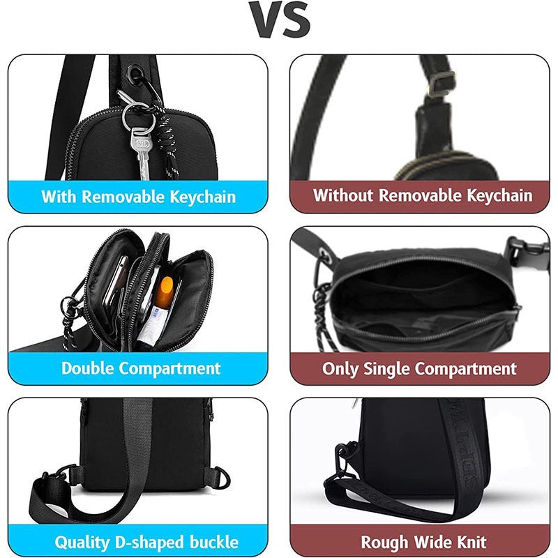 Pink Compact Waterproof Sling Bag - Unisex Mini Crossbody Chest Pack with Adjustable Reversible Strap V888-ELOSUNG32609