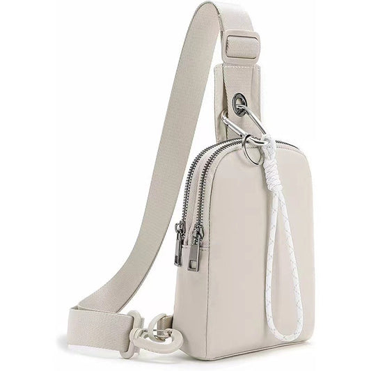 Beige Compact Waterproof Sling Bag - Unisex Mini Crossbody Chest Pack with Adjustable Reversible Strap V888-ELOSUNG32611