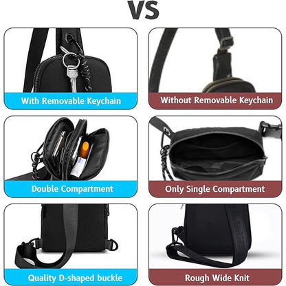 Beige Compact Waterproof Sling Bag - Unisex Mini Crossbody Chest Pack with Adjustable Reversible Strap V888-ELOSUNG32611