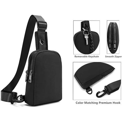 Beige Compact Waterproof Sling Bag - Unisex Mini Crossbody Chest Pack with Adjustable Reversible Strap V888-ELOSUNG32611
