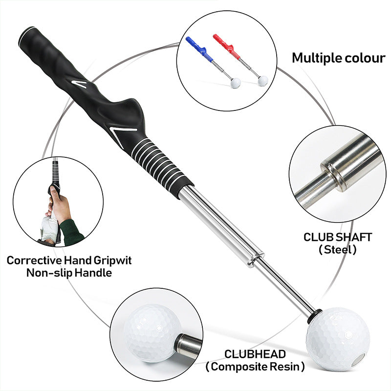 Blue Pro Golf Swing Trainer - Extendable with Audible Click & Corrective Grip Aid V888-ELOSUNG32616