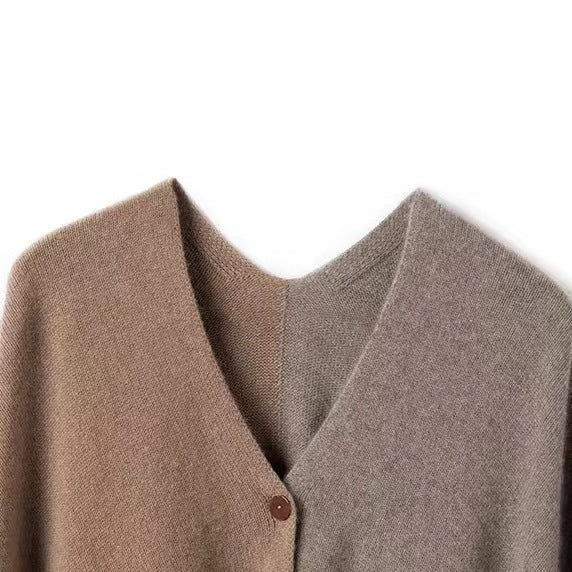 Brown Pure Wool Extra Large Shawl Scarf Color Block Multi-functional Warm Cashmere Cape Poncho V888-ELOSUNG32677