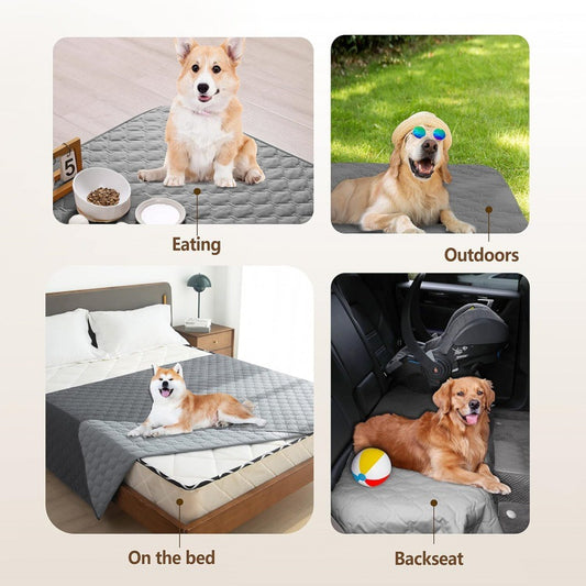 Grey 2-Sided Waterproof Pet Sofa Cover - Dog Bed Protector Blanket for Furniture, Couches & Car Seats V888-ELOSUNG32691