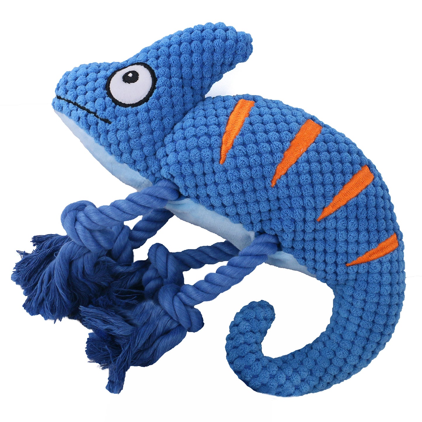 2 Pcs Blue Interactive Plush Chameleon Dog Toy with Squeaker & Rope Legs - Durable Chew Toy for Medium/Large V888-ELOSUNG32700