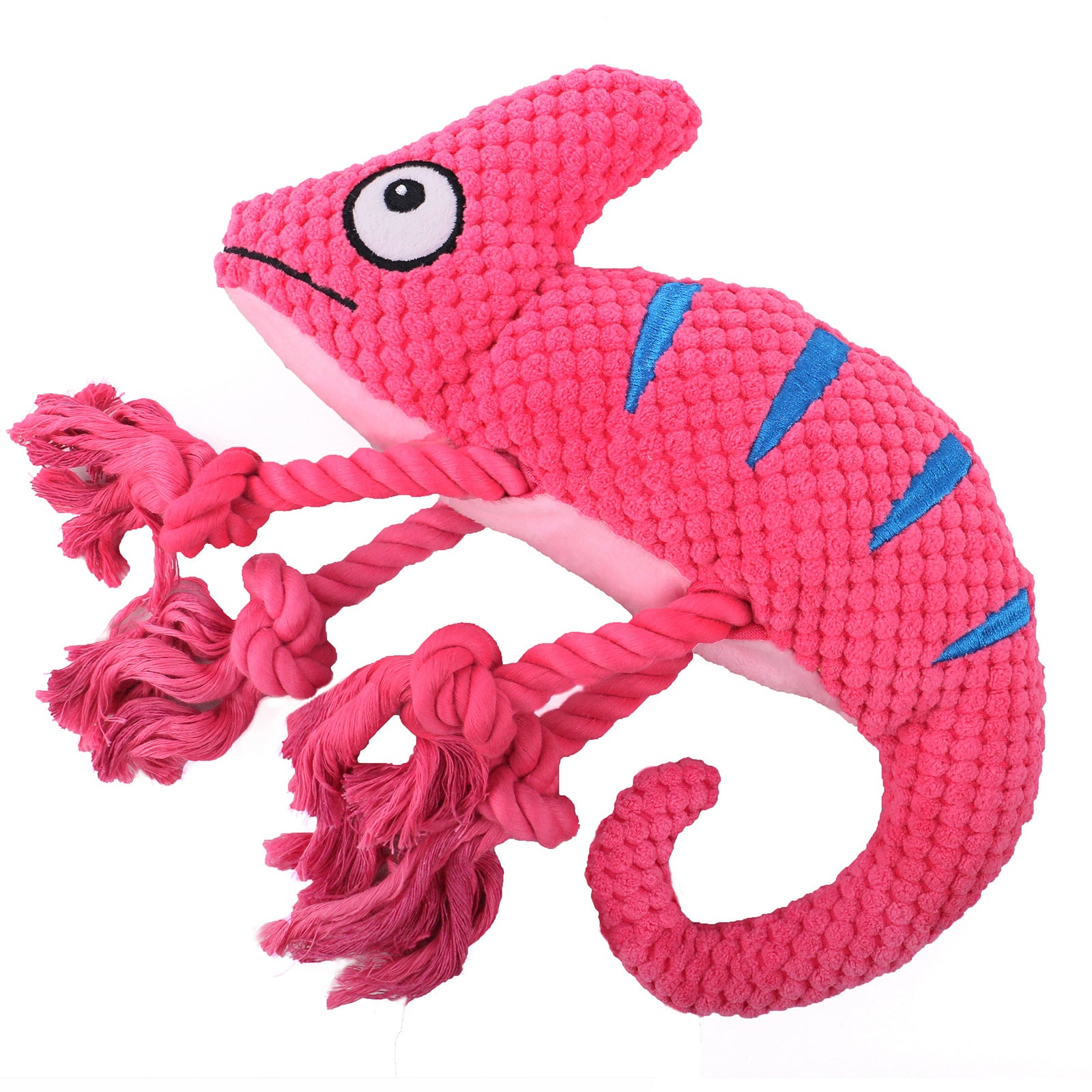 2 Pcs Pink Interactive Plush Chameleon Dog Toy with Squeaker & Rope Legs - Durable Chew Toy for Medium/Large V888-ELOSUNG32701